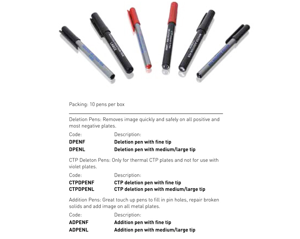 DELETION/ADDITION PENS AND GEL